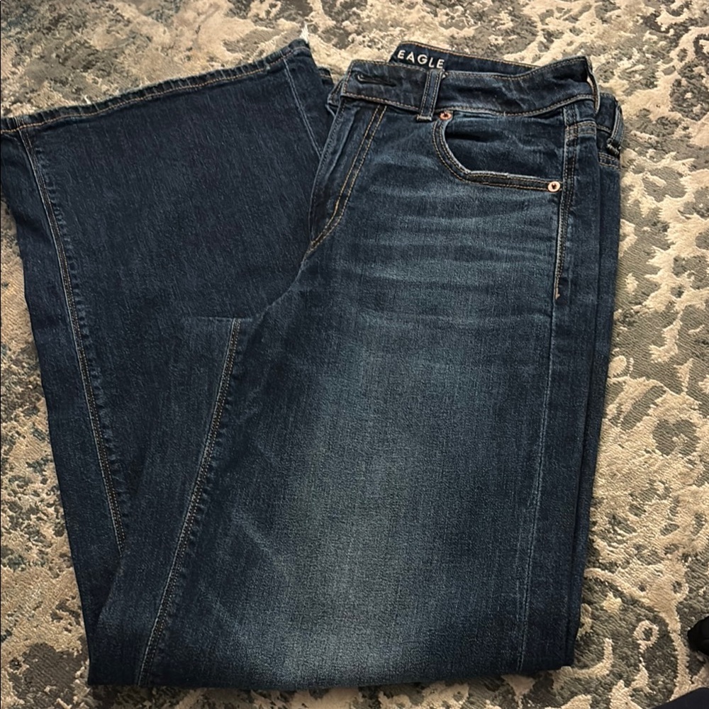 American Eagle high rise baggy wide leg Dark Wash Jeans